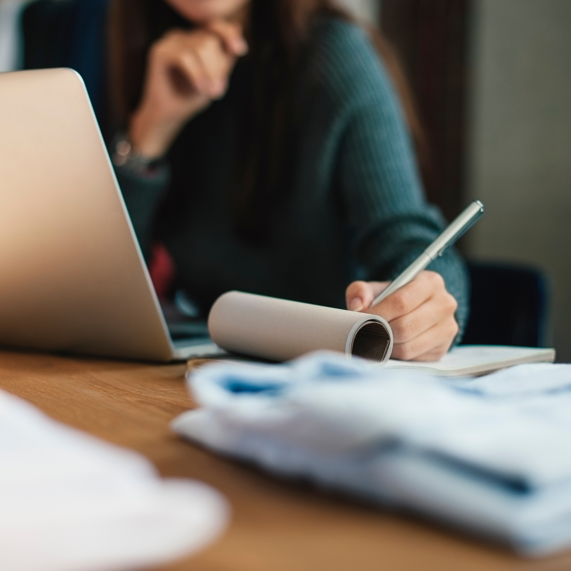 Woman Working Laptop Technology Writing Workplace Concept